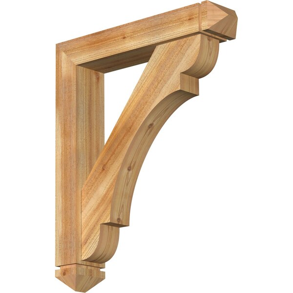 Ekena Millwork Olympic Arts and Crafts Rough Sawn Bracket w/ Offset Brace, Western Red Cedar, 6"W x 30"D x 36"H BKT0604X30X36OLY03RWR - main